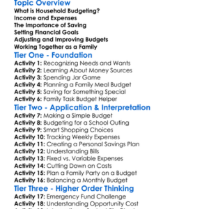 Family And Household Budgeting Worksheet Activity Booklet