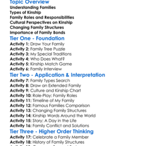 Family And Kinship Structures Worksheet Activity Booklet