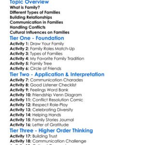Family And Relationships Worksheet Activity Booklet