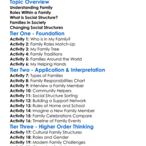 Family And Social Structure Worksheet Activity Booklet