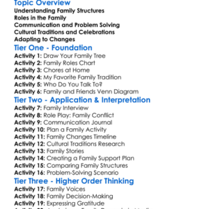 Family Dynamics Worksheet Activity Booklet