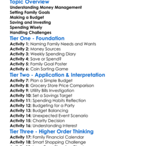 Family Financial Planning Worksheet Activity Booklet
