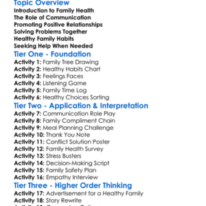 Family Health And Communication Worksheet Activity Booklet
