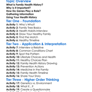 Family Health History Worksheet Activity Booklet
