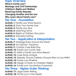 Family Law Worksheet Activity Booklet