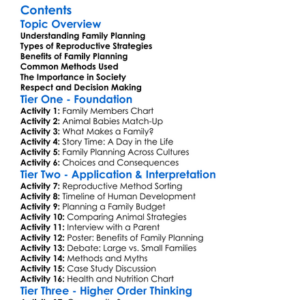 Family Planning And Reproductive Strategies Worksheet Activity Booklet