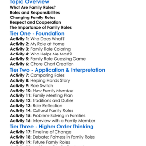 Family Roles Worksheet Activity Booklet