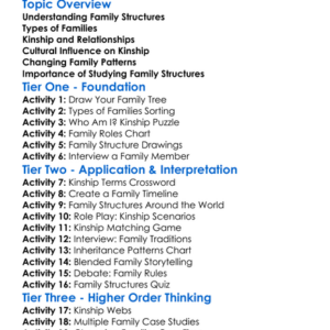 Family Structures And Kinship Worksheet Activity Booklet