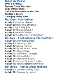 Family Structures And Roles Worksheet Activity Booklet