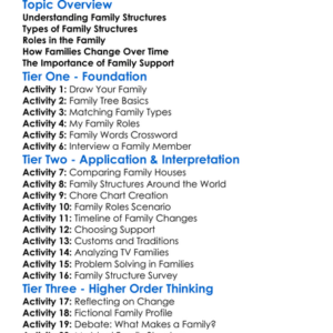 Family Structures Worksheet Activity Booklet