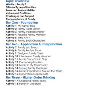 Family Themes Worksheet Activity Booklet