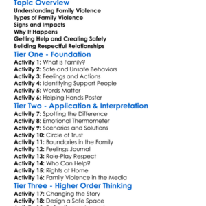 Family Violence Worksheet Activity Booklet