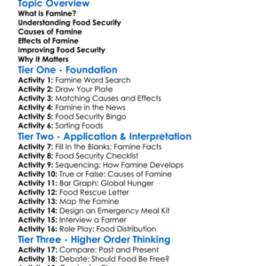 Famine And Food Security Worksheet Activity Booklet