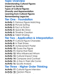 Famous Cultural Figures Worksheet Activity Booklet