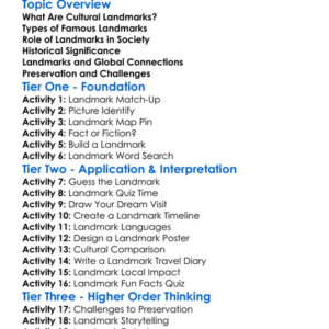 Famous Cultural Landmarks Worksheet Activity Booklet