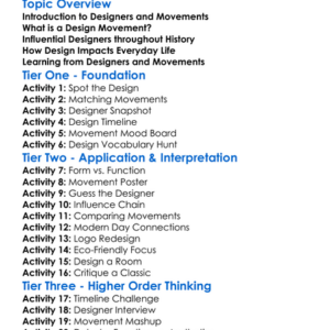 Famous Designers And Movements Worksheet Activity Booklet