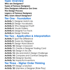 Famous Designers Worksheet Activity Booklet