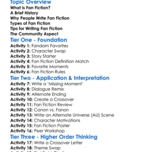 Fan Fiction Worksheet Activity Booklet