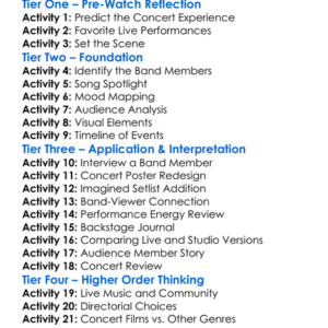 Fanfare Live At The Fonda 2024 Worksheet Activity Booklet