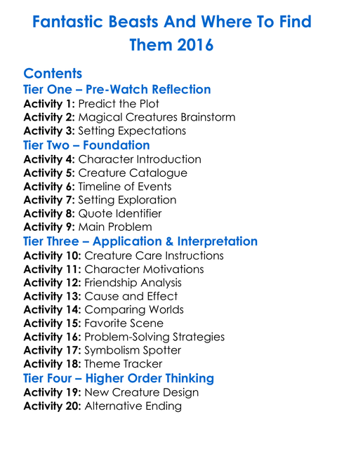 Fantastic Beasts And Where To Find Them 2016 Worksheet Activity Booklet