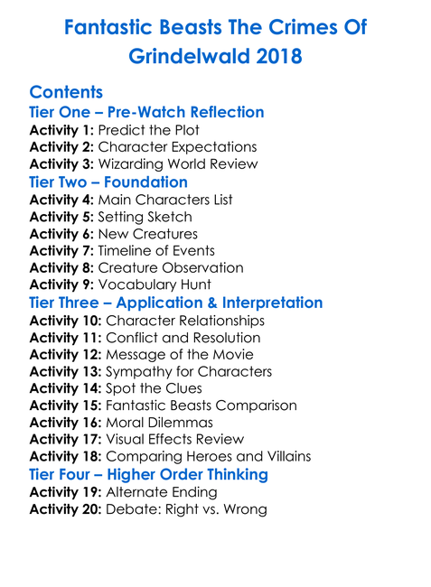 Fantastic Beasts The Crimes Of Grindelwald 2018 Worksheet Activity Booklet