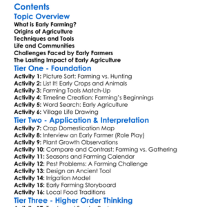 Farming And Agriculture In Early Societies Worksheet Activity Booklet