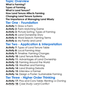 Farming And Land Tenure Worksheet Activity Booklet
