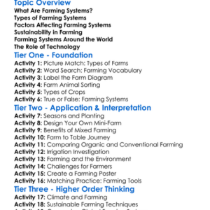 Farming Systems Worksheet Activity Booklet