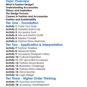 Fashion And Accessory Design Worksheet Activity Booklet