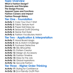 Fashion And Apparel Design Worksheet Activity Booklet