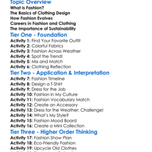Fashion And Clothing Design Worksheet Activity Booklet