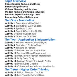 Fashion And Dress In Cultures Worksheet Activity Booklet