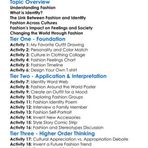 Fashion And Identity Worksheet Activity Booklet