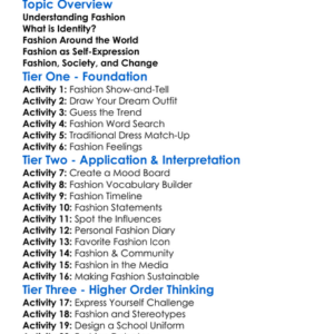 Fashion And Identity Worksheet Activity Booklet