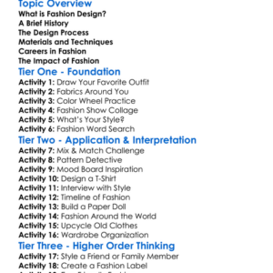 Fashion Design Worksheet Activity Booklet