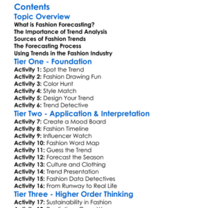Fashion Forecasting And Trend Analysis Worksheet Activity Booklet