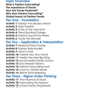 Fashion Forecasting And Trends Worksheet Activity Booklet