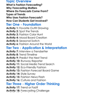 Fashion Forecasting Worksheet Activity Booklet