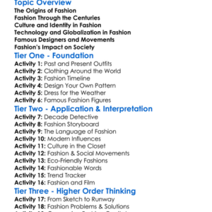 Fashion History And Influences Worksheet Activity Booklet