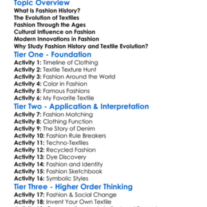 Fashion History And Textile Evolution Worksheet Activity Booklet