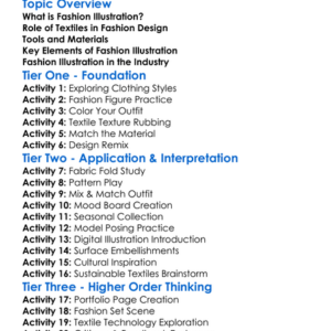 Fashion Illustration For Textiles Worksheet Activity Booklet