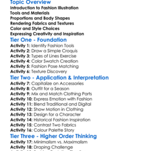 Fashion Illustration Techniques Worksheet Activity Booklet