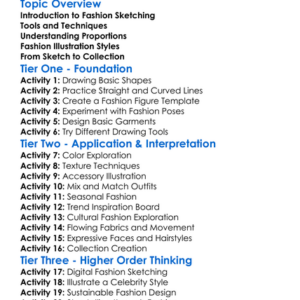 Fashion Sketching And Illustration Worksheet Activity Booklet