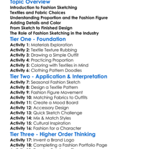 Fashion Sketching For Textiles Worksheet Activity Booklet