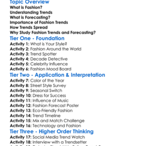 Fashion Trends And Forecasting Worksheet Activity Booklet