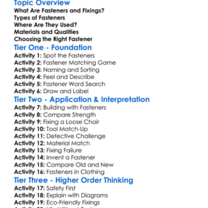 Fasteners And Fixings Worksheet Activity Booklet