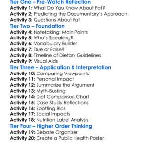 Fat A Documentary 2019 Worksheet Activity Booklet