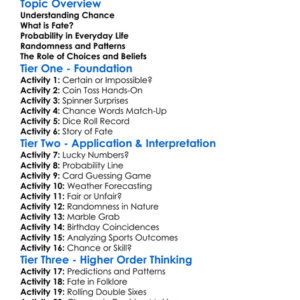 Fate And Chance Worksheet Activity Booklet