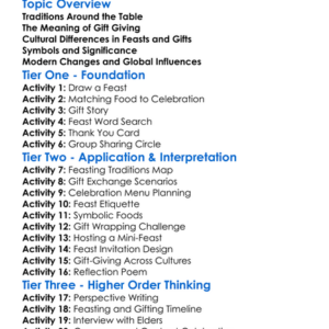 Feasting And Gift Exchange Worksheet Activity Booklet