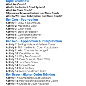 Federal And State Courts Worksheet Activity Booklet
